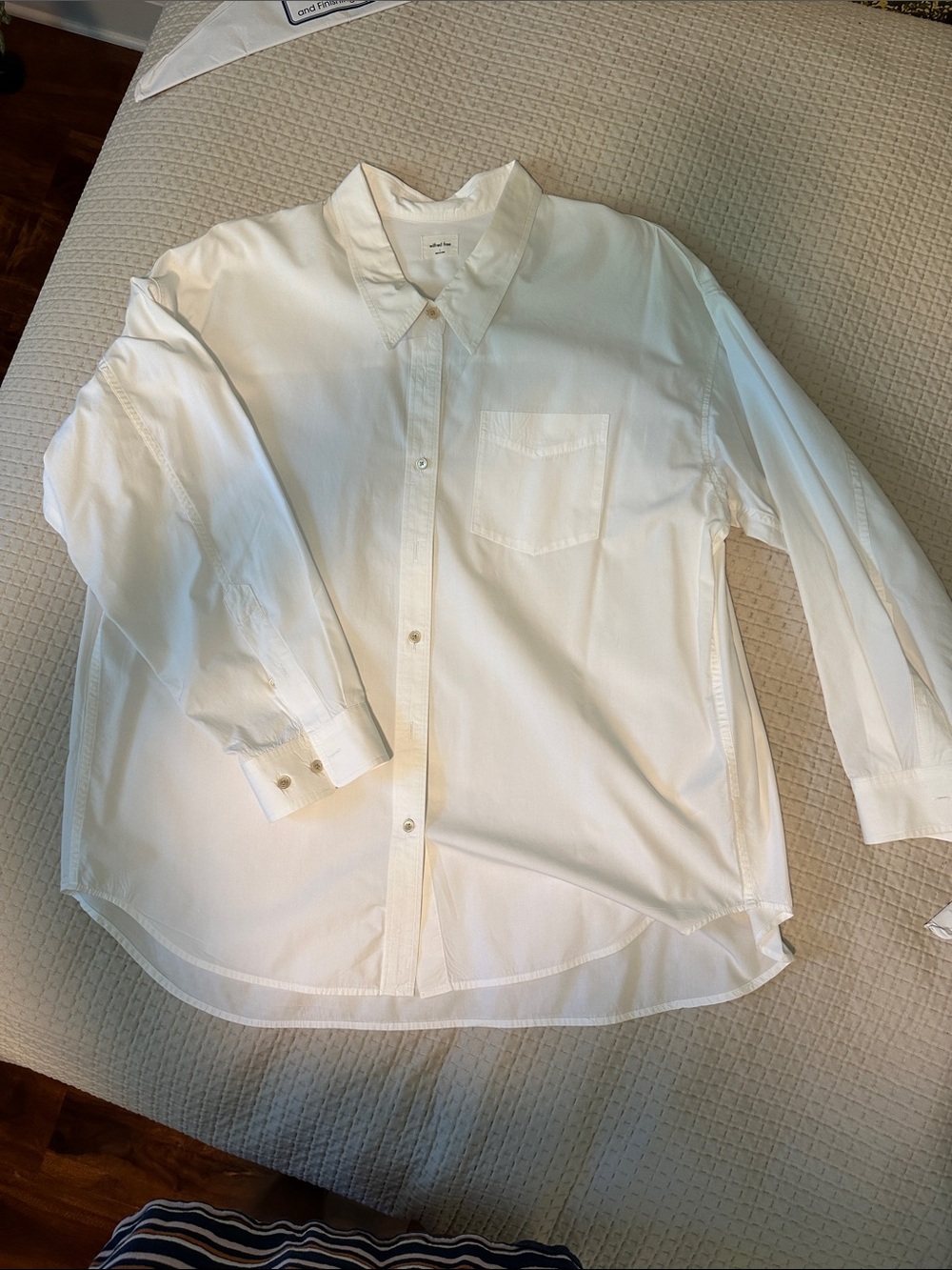 Wilfred White womens oversized Button-Up Dress Shirt